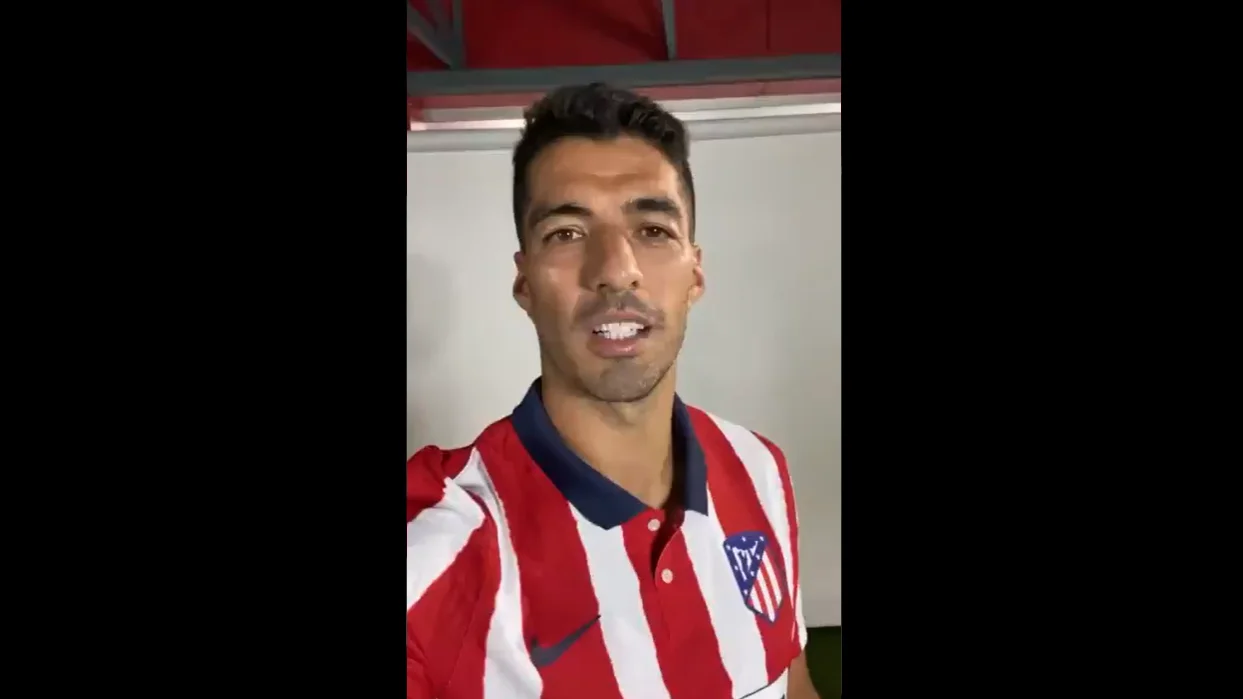 Luis Suárez, con la camiseta del Atlético de Madrid