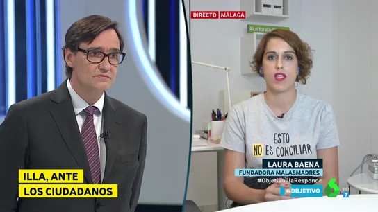 Laura Baena (Malasmadres) pide más medidas para la conciliación a Salvador Illa. Laura Baena (Malasmadres), a Salvador Illa: "La conciliación está en tierra de nadie, las medidas no son suficientes"