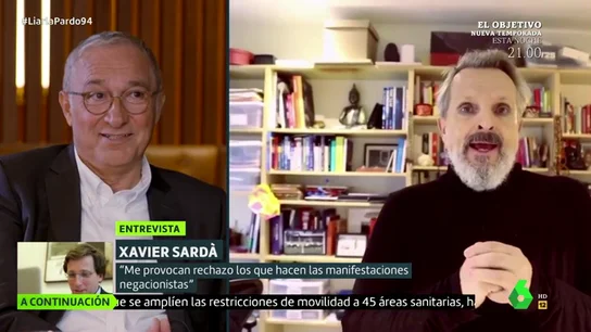 Xavier Sardà habla sobre la postura negacionista de la pandemia de Miguel Bosé. Xavier Sardà, sobre el negacionismo del COVID-19 que predica Miguel Bosé: "Tiene alguna dolencia rayana en la imbecilidad"