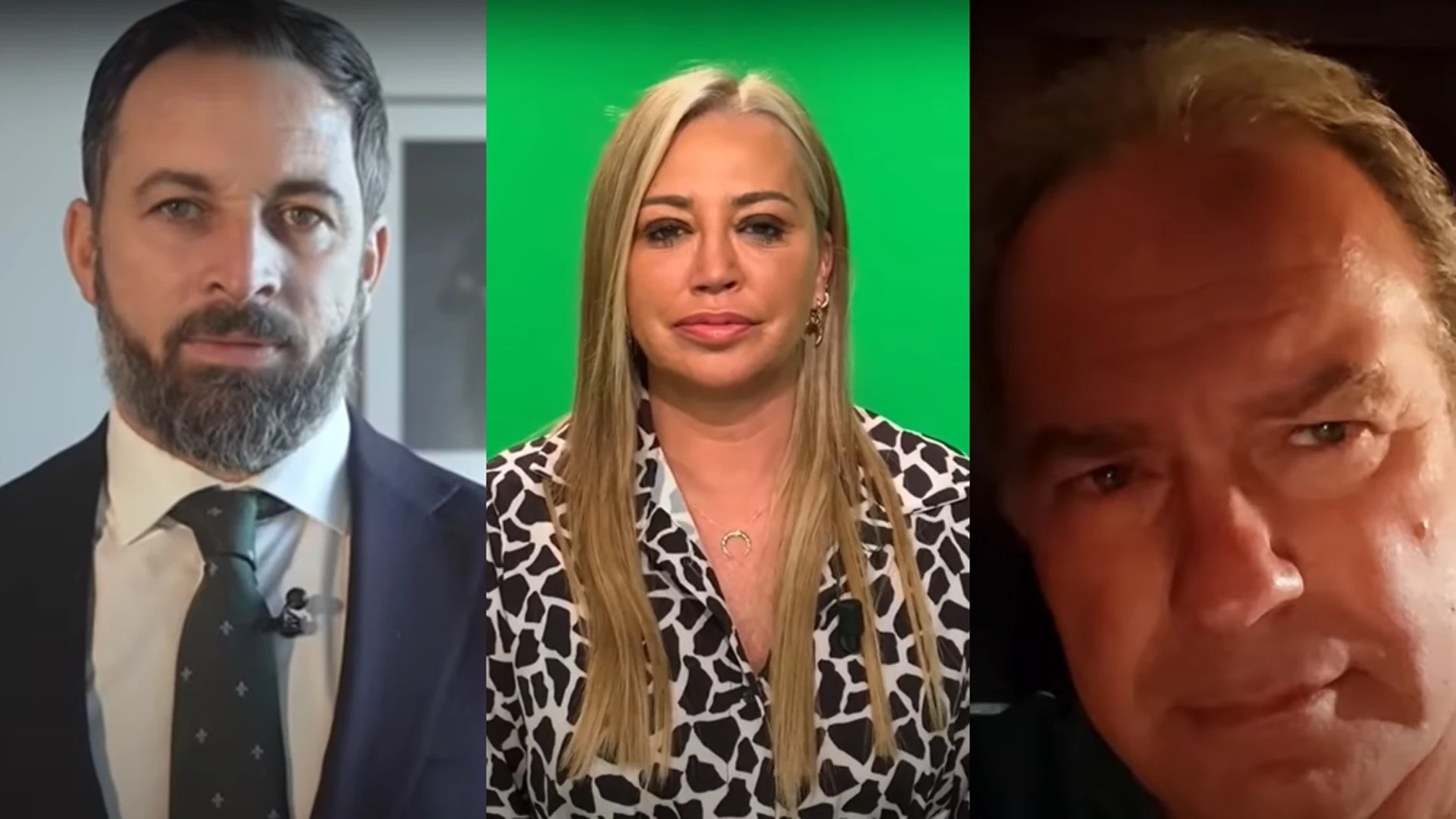 Santiago Abascal, Belén Esteban y Bertín Osborne en el vídeo