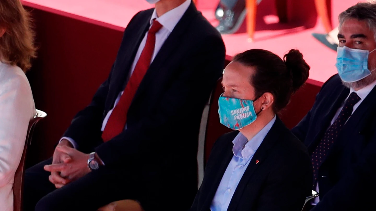 El vicepresidente segundo, Pablo Iglesias durante el acto organizado con motivo del Día de la Fiesta Nacional, en Madrid El vicepresidente segundo, Pablo Iglesias durante el acto organizado con motivo del Día de la Fiesta Nacional, en Madrid