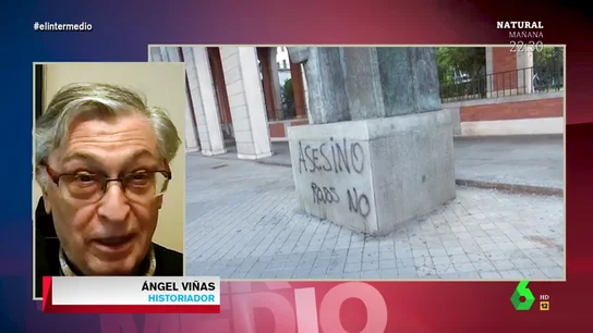 Ángel Viñas, historiador especializado en la Guerra Civil y la República. Un historiador responde a las pintadas de "asesino" en estatuas republicanas que Vox reivindica: "Me echo a llorar ante la estupidez de los compatriotas"