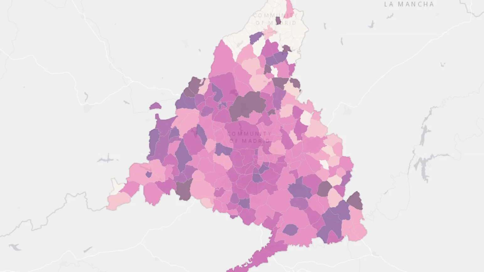 Mapa de la incidencia del coronavirus en Madrid