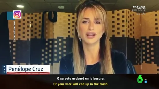 El sorprendente vídeo de Penélope Cruz de rubia junto a Alejandro Sanz: así animan a que la gente vote en las elecciones de EEUU El sorprendente vídeo de Penélope Cruz de rubia junto a Alejandro Sanz: así animan a que la gente vote en las elecciones de EEUU
