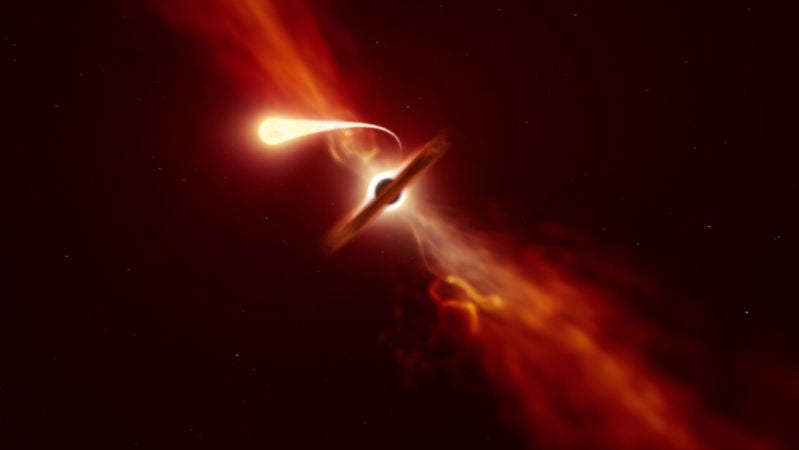 Captada muy de cerca la espaguetización de una estrella devorada por un agujero negro