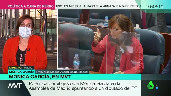 Mónica García (Más Madrid) responde a la polémica: "No deberíamos estar hablando de mi gesto sino de dónde están los rastreadores" Mónica García (Más Madrid) responde a la polémica: "No deberíamos estar hablando de mi gesto sino de dónde están los rastreadores"