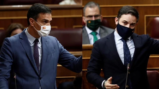 Pedro Sánchez y Santiago Abascal en el Congreso Pedro Sánchez y Santiago Abascal en el Congreso
