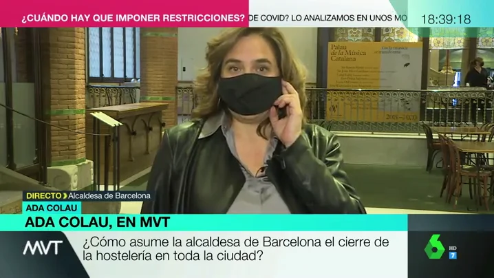 Colau respalda las restricciones en Cataluña pero exige medidas para "acompañar" a los bares: "Están realmente al límite"