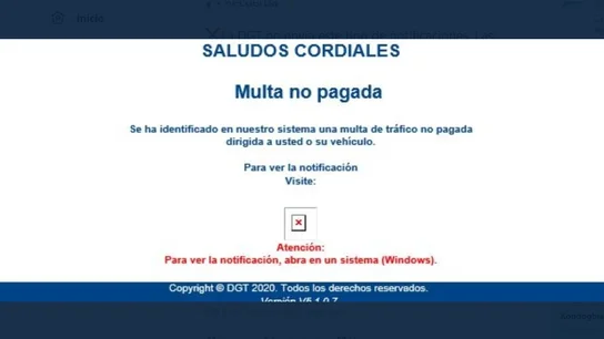 ¿Te ha llegado una multa de tráfico al email? No la abras, es una estafa Multa falsa de la DGT