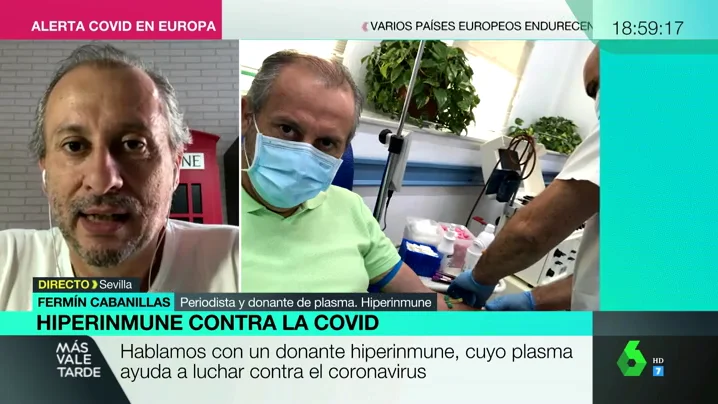 Las donaciones de los 'hiperinmunes', vacunas naturales contra el coronavirus que salvan vidas: "Es una bendición"