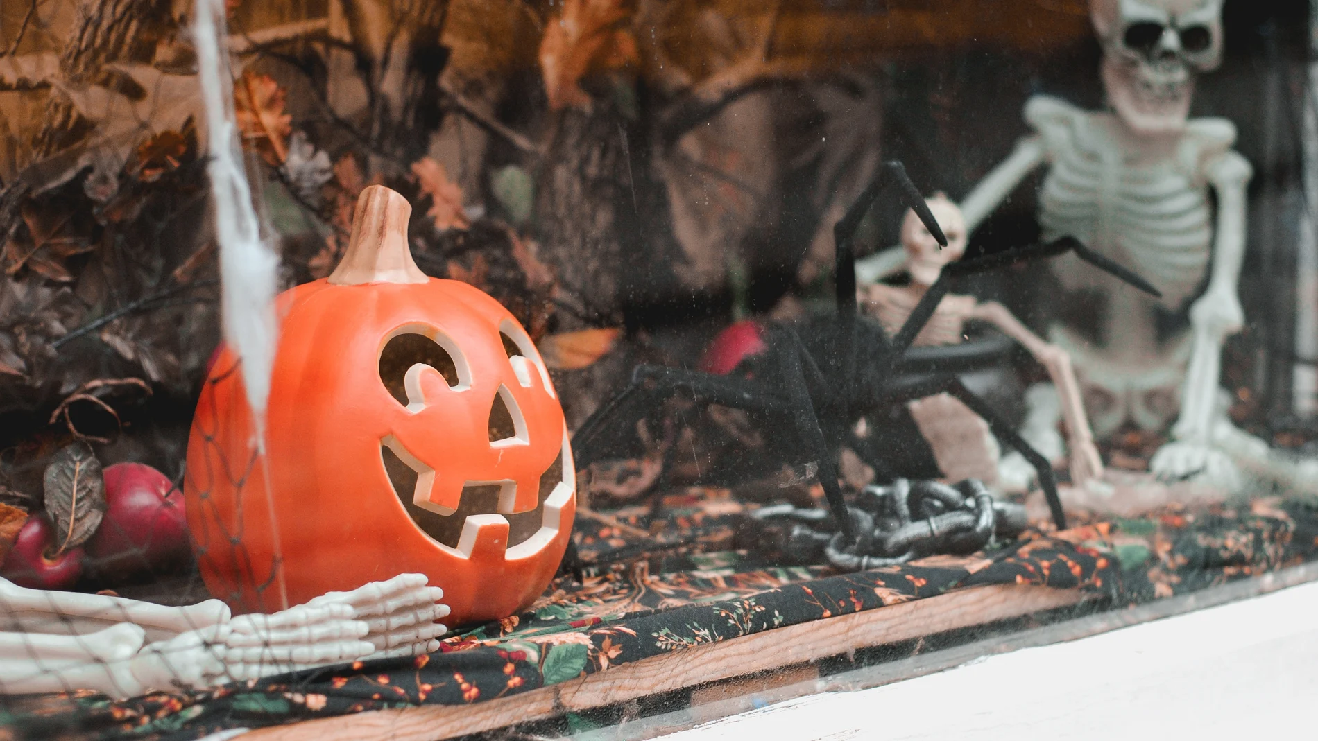 Imagen de archivo de un escaparate decorado con motivos de Halloween