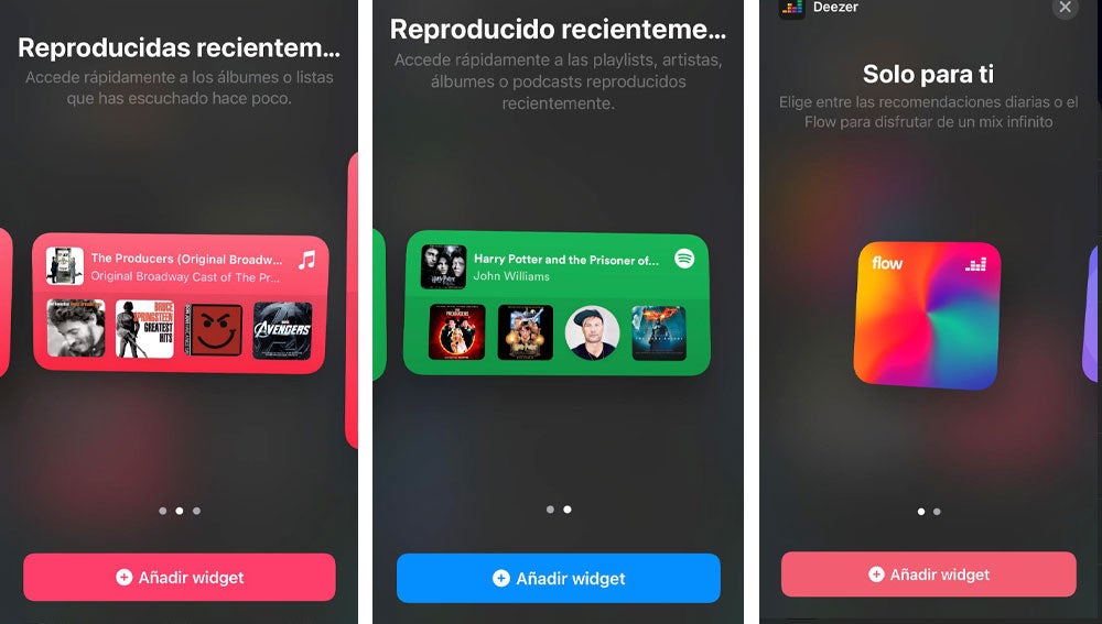 Distintos tipos de widgets musicales.