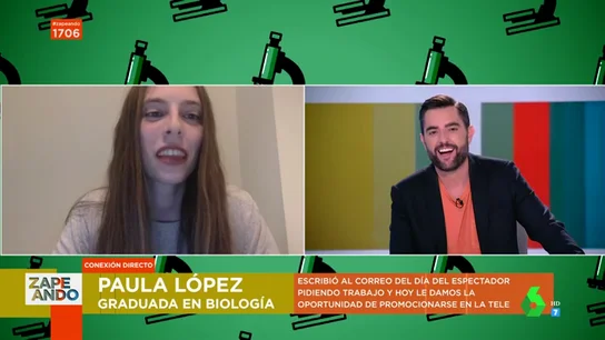 Una joven bióloga pide trabajo a Dani Mateo en pleno directo de Zapeando: esta es la respuesta Una joven bióloga pide trabajo a Dani Mateo en pleno directo de Zapeando: esta es la respuesta