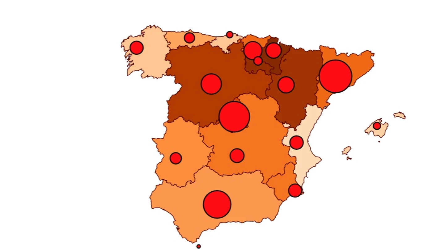 Mapa actualizado con la incidencia de cada Comunidad Autónoma Mapa actualizado con la incidencia de cada Comunidad Autónoma