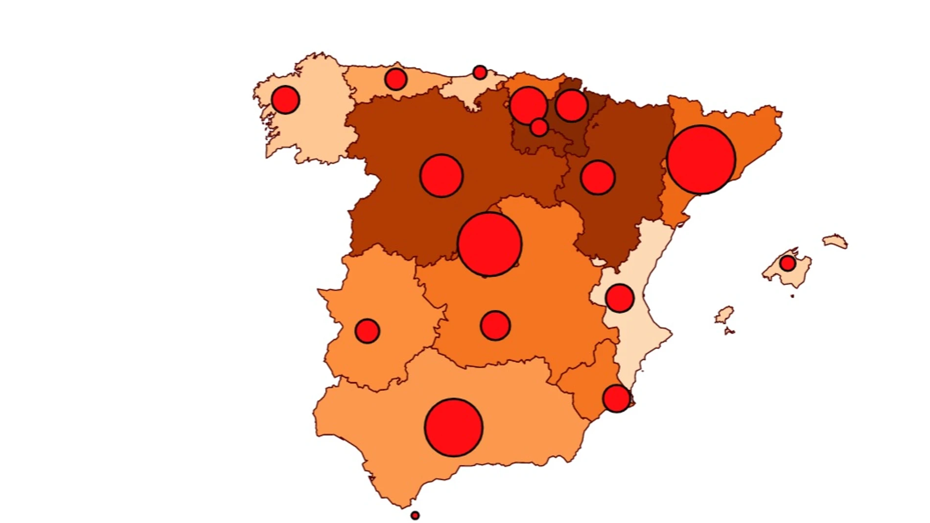 Mapa actualizado con la incidencia de cada Comunidad Autónoma