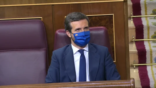 Pablo Casado durante la moción de censura de Vox Pablo Casado durante la moción de censura de Vox