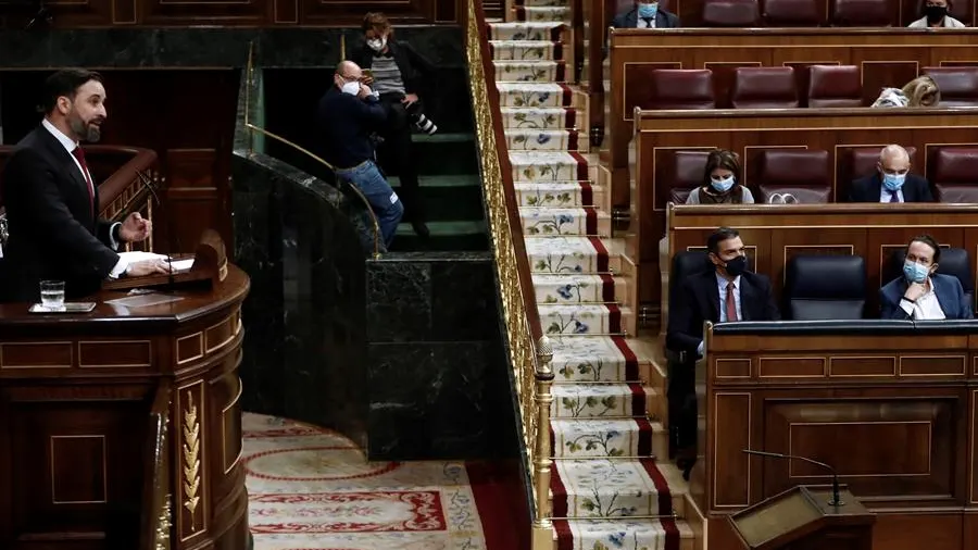 Santiago Abascal en la moción de censura de Vox contra Pedro Sánchez en el Congreso de los Diputados