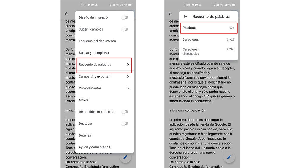 Contando las palabras