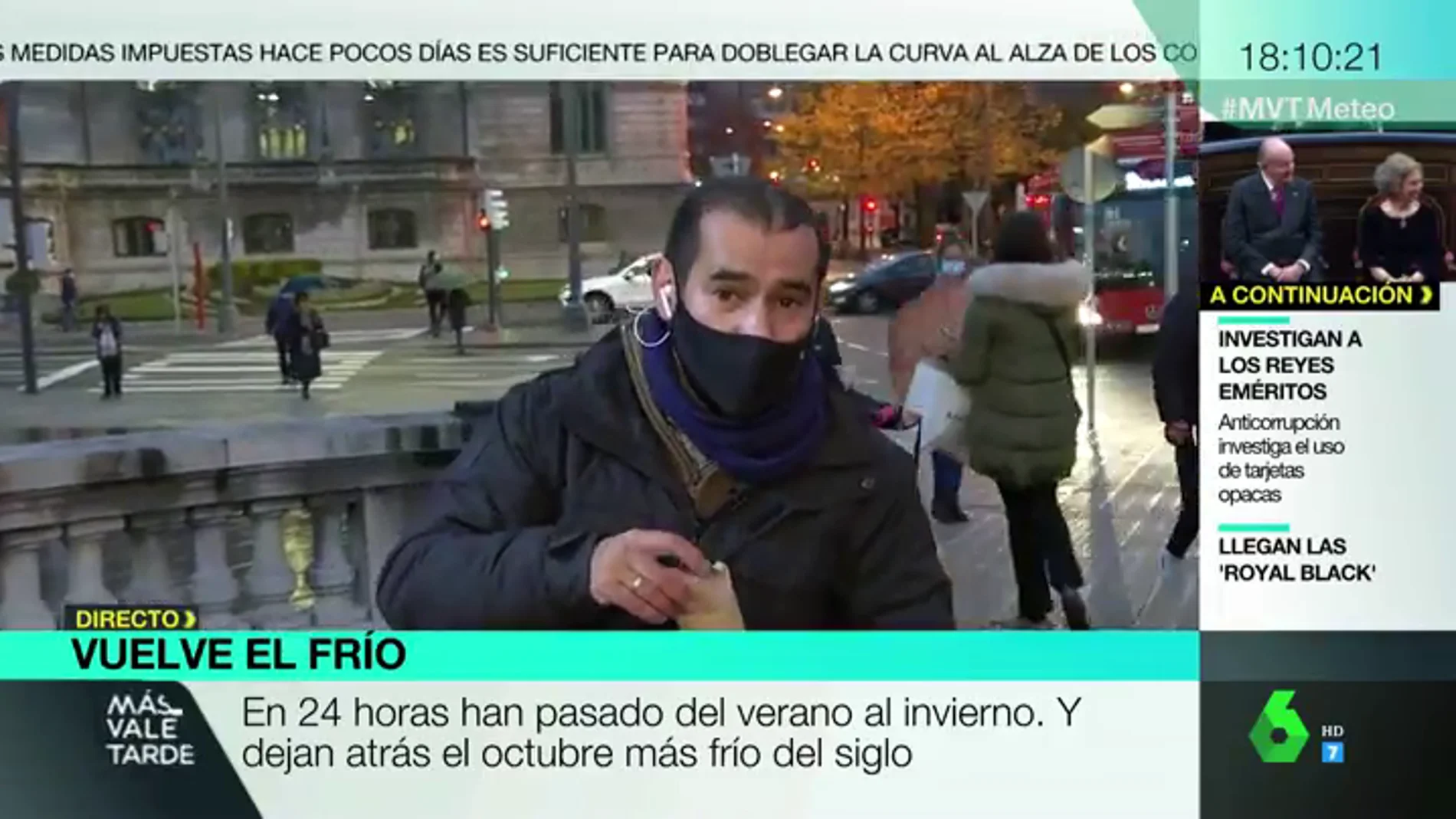 La curiosa despedida de un directo del reportero Miguel Ambrosio a costa de las castañas asadas: "Paga laSexta"
