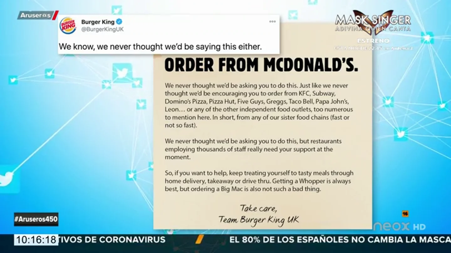 El mensaje de Burger King para salvar McDonald's que se ha hecho viral El mensaje de Burger King para salvar McDonald's que se ha hecho viral