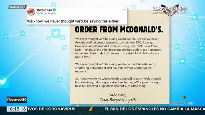 El mensaje de Burger King para salvar McDonald's que se ha hecho viral