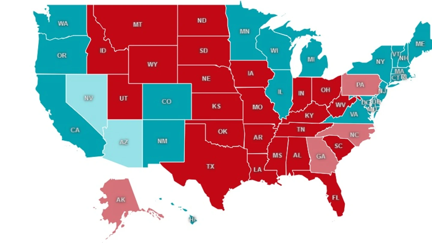 Mapa de resultados en las elecciones de EEUU Mapa de resultados en las elecciones de EEUU