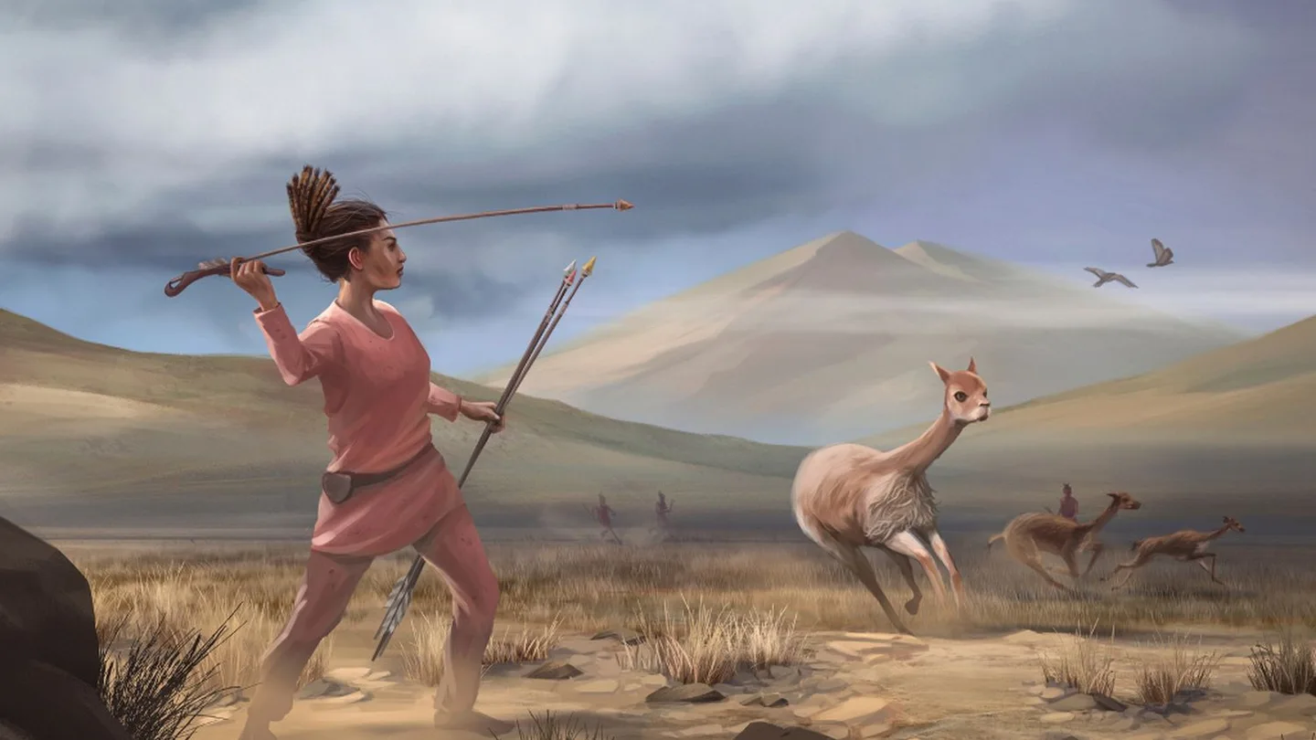 Ilustración de una mujer cazadora Ilustración de una mujer cazadora