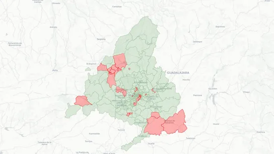 Mapa de las zonas de Madrid con restricciones por el coronavirus Mapa de las zonas de Madrid con restricciones por el coronavirus