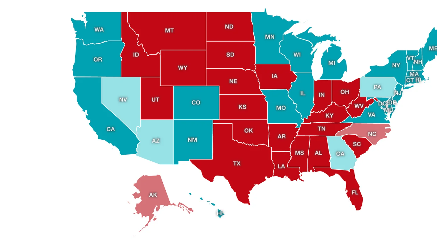 Mapa de los resultados de las elecciones en Estados Unidos Mapa de los resultados de las elecciones en Estados Unidos