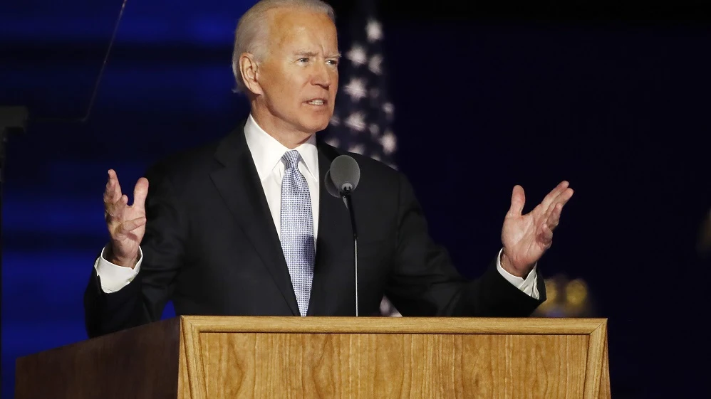 Joe Biden durante su primer discurso tras ser elegido presidente