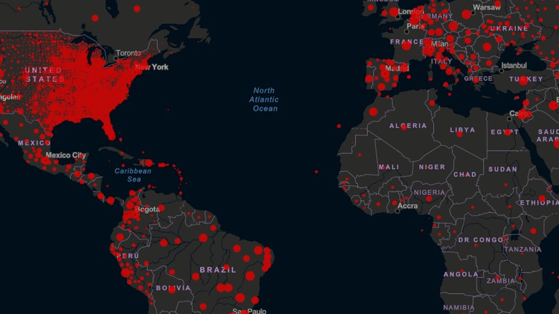 Mapa de coronavirus en todo el mundo