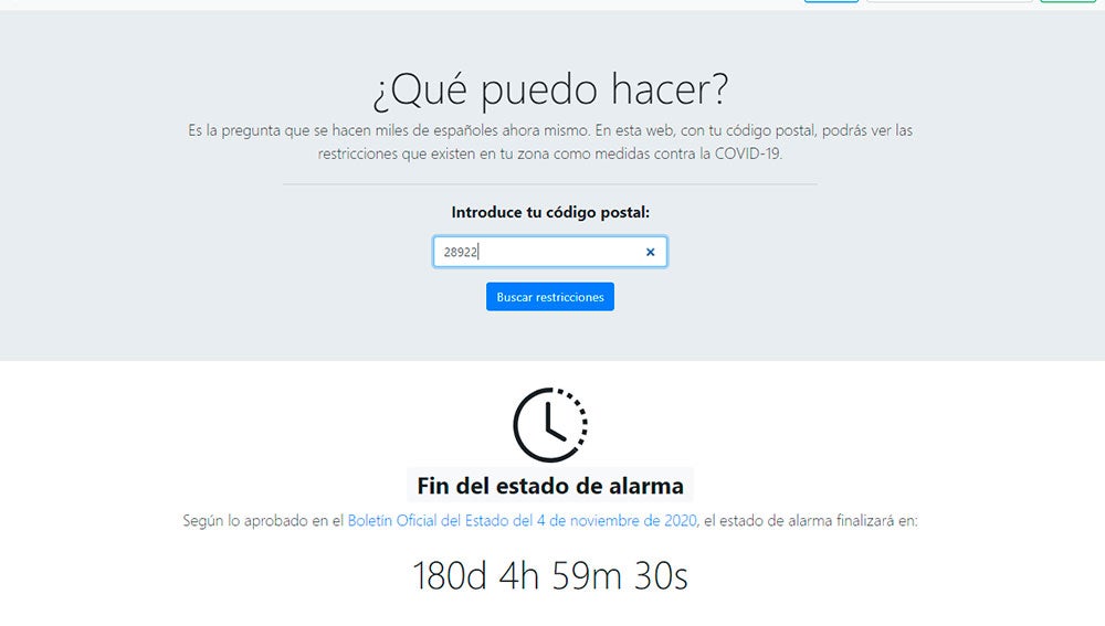 La información se busca con el código postal