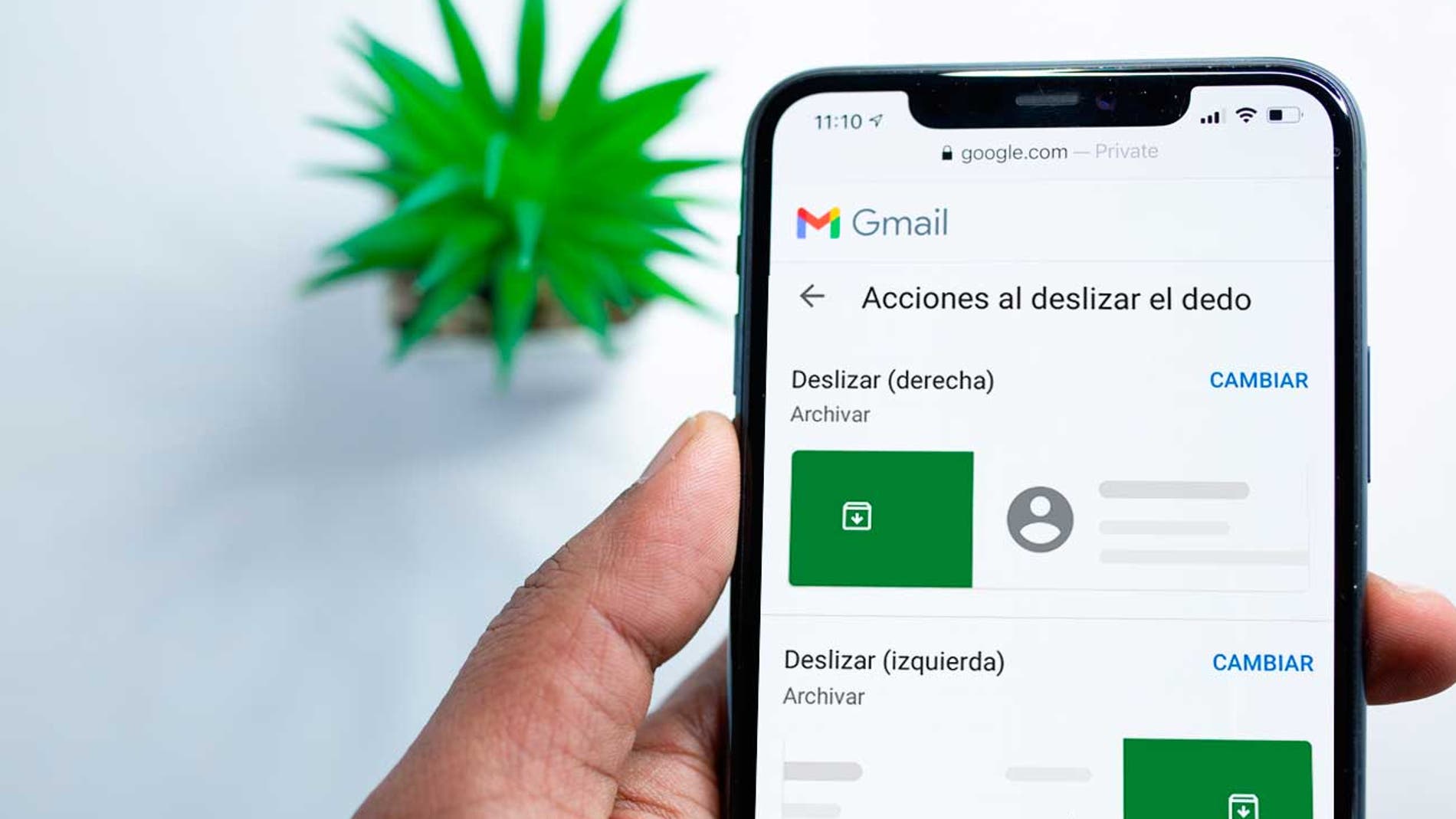 Personaliza los gestos en Gmail