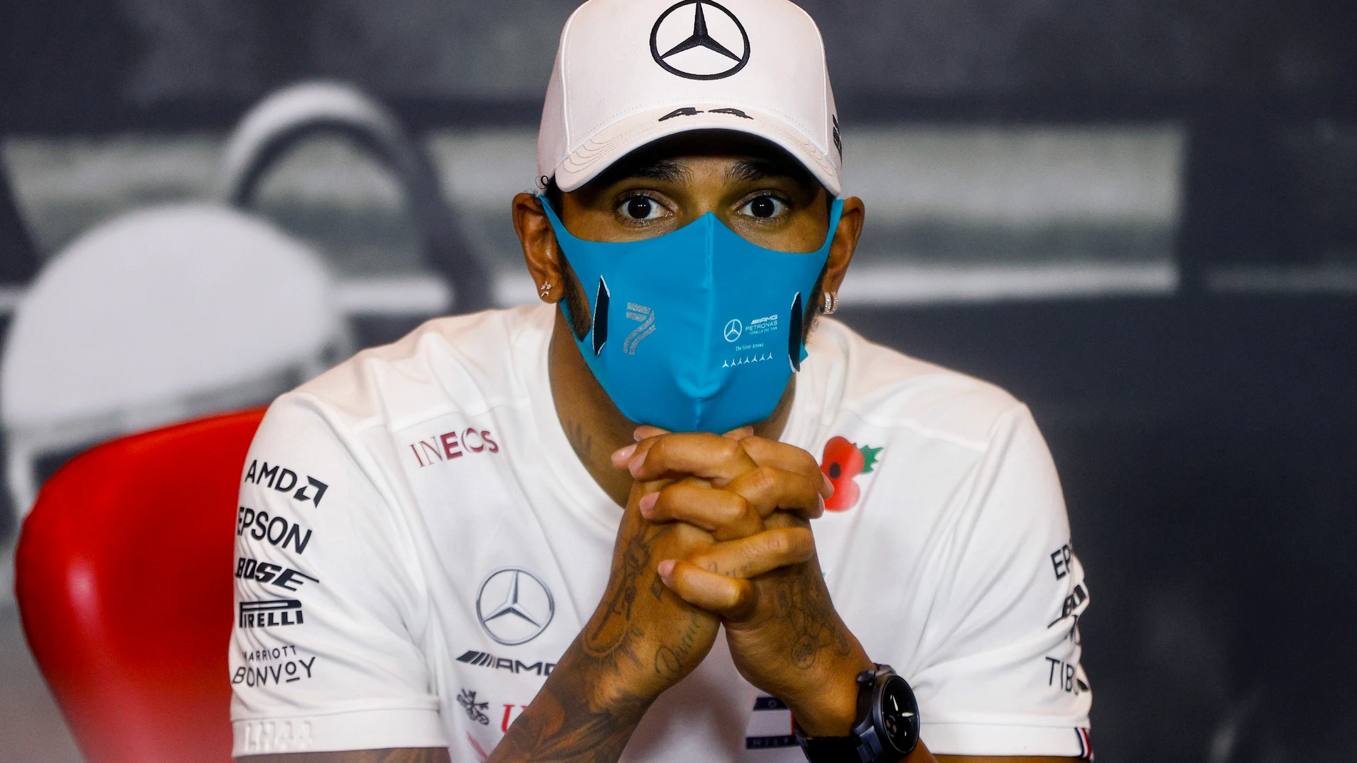 Lewis Hamilton, en rueda de prensa en Imola