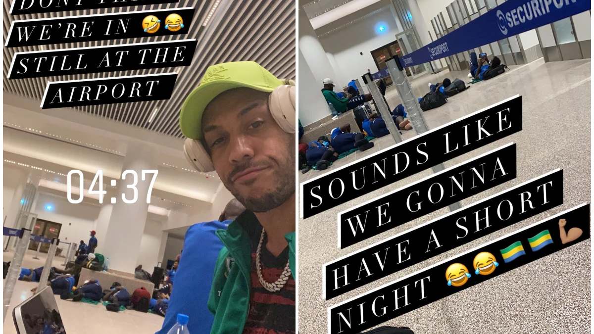 Aubameyang, en el aeropuerto