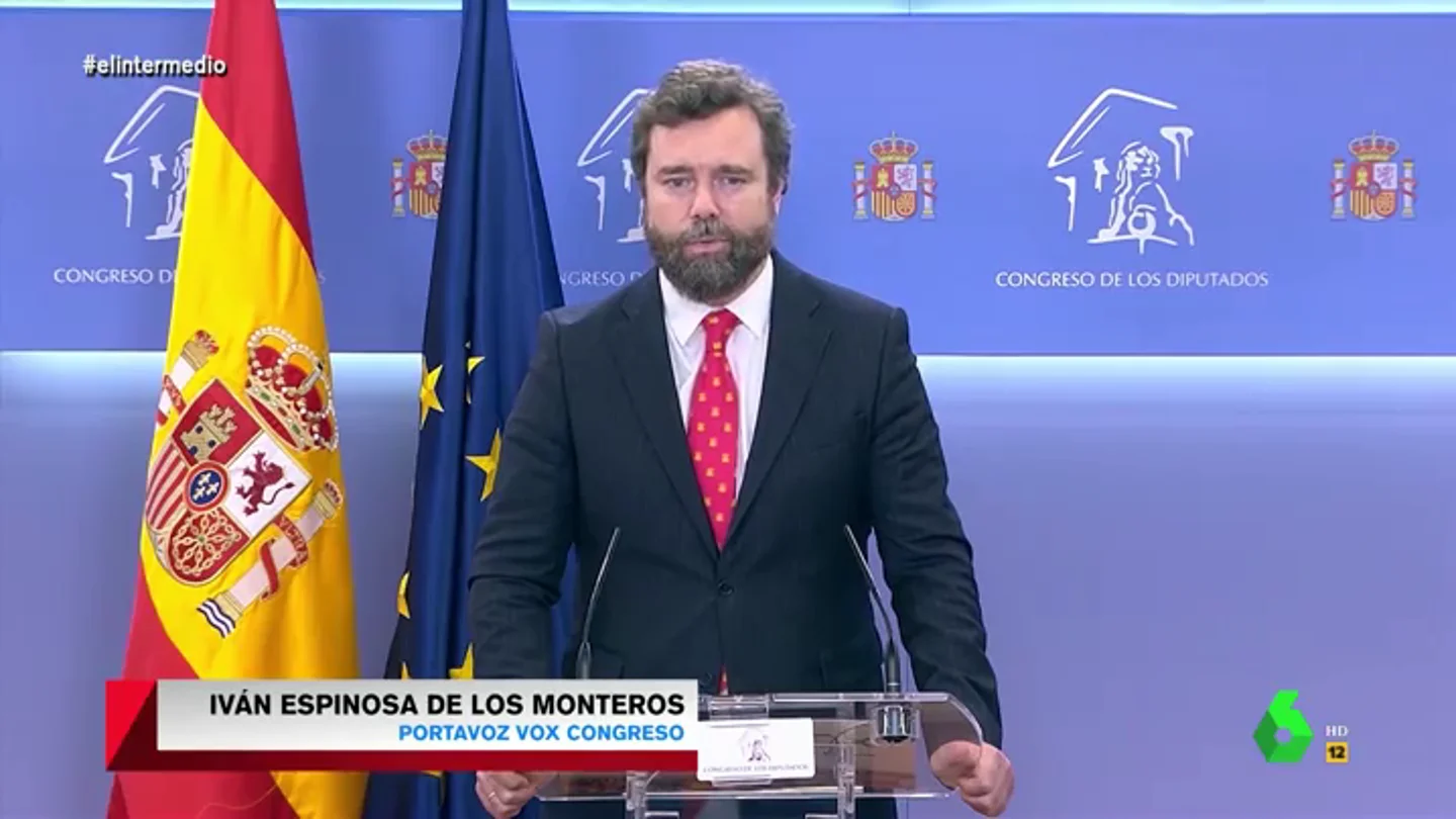Espinosa de los Monteros relaciona la ley Celáa con una "conspiración pro-abortista": "Se está induciendo a las mujeres a abortar" Espinosa de los Monteros relaciona la ley Celáa con una "conspiración pro-abortista": "Se está induciendo a las mujeres a abortar"