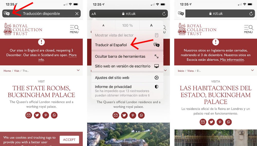 Traducción de páginas en Safari de forma rápida.