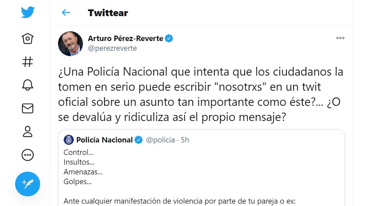 Captura del tuit del escritor que ha desatado la polémica. Captura del tuit del escritor que ha desatado la polémica.