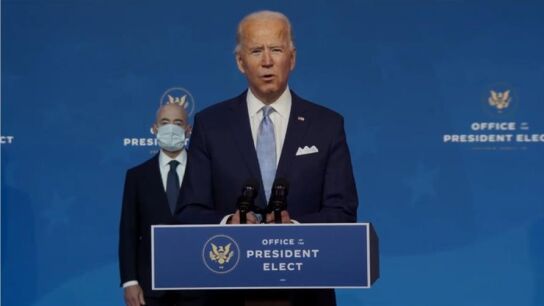 Joe Biden durante la presentaci&oacute;n de algunos de los miembros del Gabinete de su futuro Gobierno.