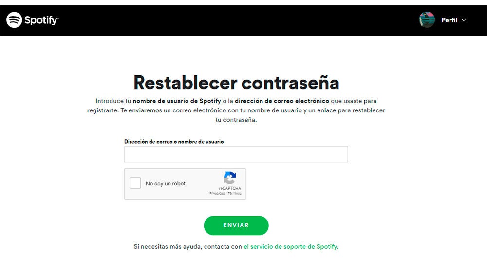 Restableciendo la contraseña