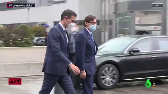Pedro Sánchez y Salvador Illa, a su llegada al Hospital La Paz Pedro Sánchez y Salvador Illa, a su llegada al Hospital La Paz