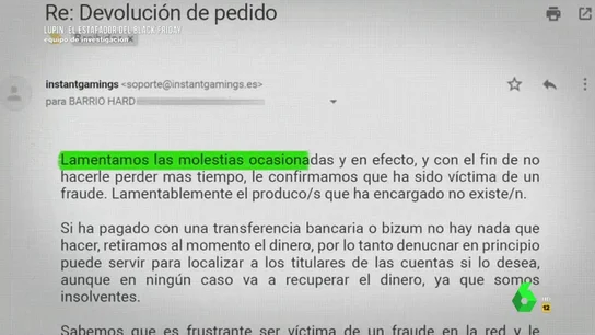 El "indignante" mensaje que recibió una víctima del ciberestafador 'Lupín': "Aprenda a tomar mejores decisiones en la red" El "indignante" mensaje que recibió una víctima del ciberestafador 'Lupín': "Aprenda a tomar mejores decisiones en la red"