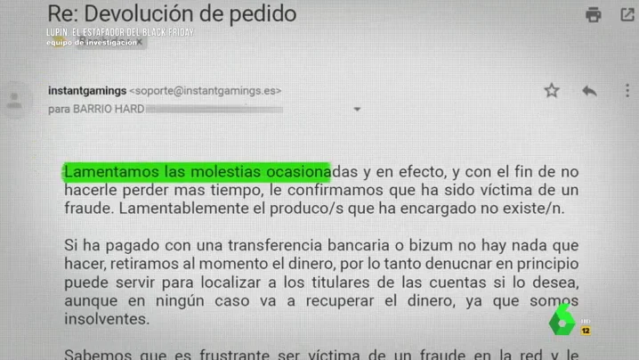 El "indignante" mensaje que recibió una víctima del ciberestafador 'Lupín': "Aprenda a tomar mejores decisiones en la red"