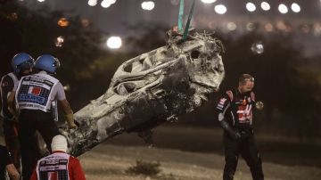 Así quedó el coche de Romain Grosjean