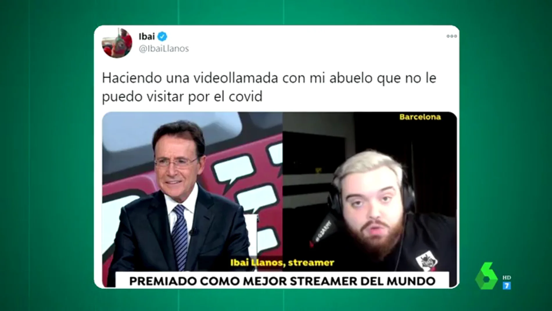 El meme viral de Ibai Llanos con Matías Prats tras su entrevista en el informativo: "Haciendo una videollamada con mi abuelo"