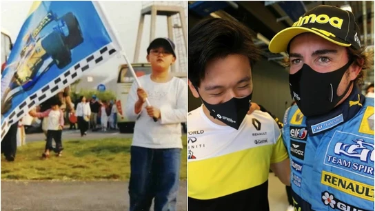 Guanyu Zhou y Fernando Alonso Guanyu Zhou y Fernando Alonso