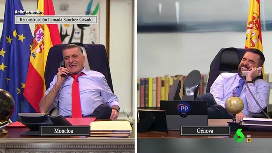 El Intermedio reconstruye la llamada de Sánchez a Casado: "¿Has terminado de hablar con tus amiguitos los batasunos?" El Intermedio reconstruye la llamada de Sánchez a Casado: "¿Has terminado de hablar con tus amiguitos los batasunos?"