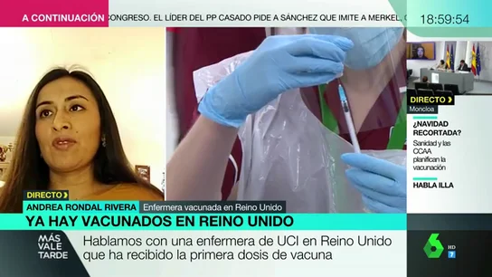 Andrea, enfermera en Reino Unido, hace un llamamiento a la vacunación: "Ya se han destruido muchas vidas" Andrea, enfermera en Reino Unido, hace un llamamiento a la vacunación: "Ya se han destruido muchas vidas"