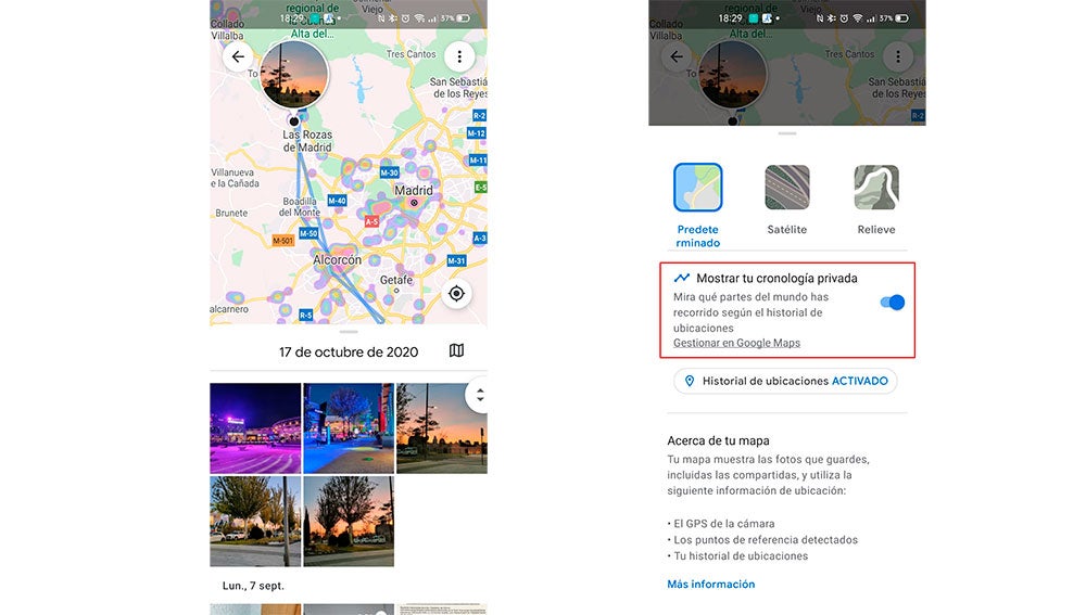 Cronología en Google Fotos