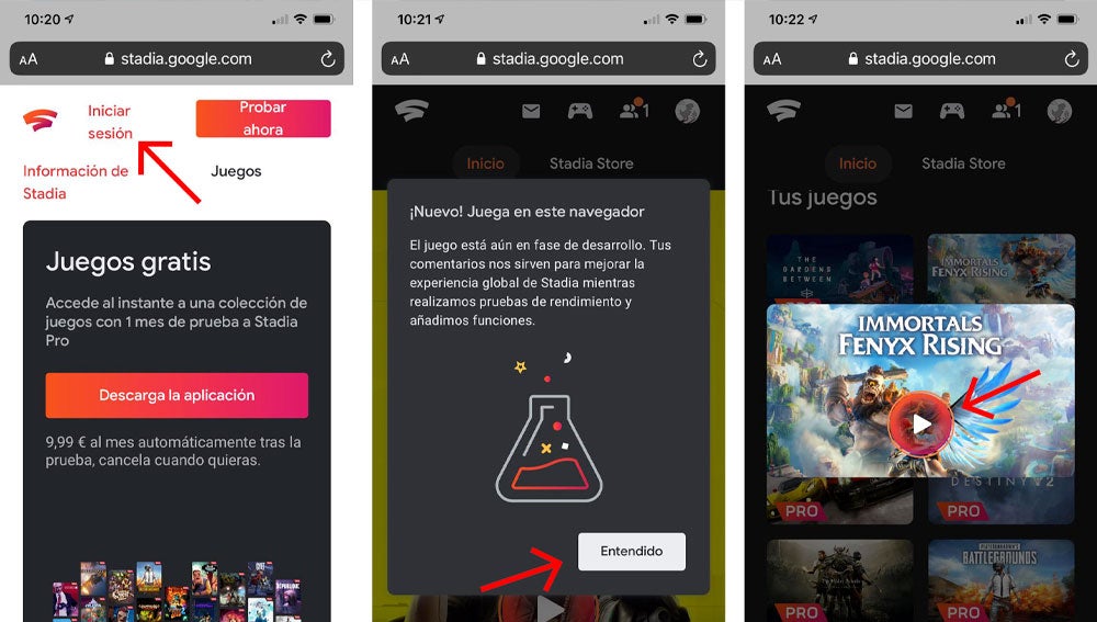 El juego en streaming de Stadia ya es compatible con iPhone y iPad.